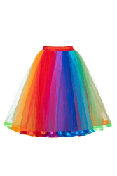 BABYONLINE D.R.E.S.S.® Neu Damen Kurz Retro Rock Hohe Taille Tutu Rock Tüllrock Petticoat 50er Tutu Unterrock Tütü Crinoline Minirock Reifrock Unterrock Kleid Tüll Underskirt Bunt1 Einheitsgröße