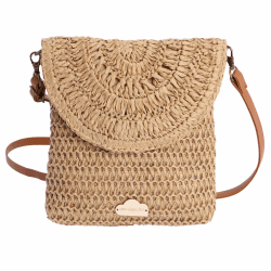 DON ALGODON Damen Evora Umhängetasche, Strandtasche, Sommertasche, Basttasche Natur