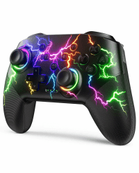 VOYEE Switch Controllers kompatibel mit Switch/Lite/OLED/Windows/iOS/Android, 1000mAh Programmierbar RGB Blitz LED, Drahtloser Pro Controller mit Eine Schlüsselpaarung Vibration Aufwachen