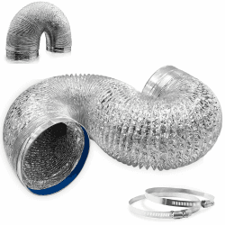 Brogachy Abluftschlauch Ø 125mm, Aluminium Flexschlauch Länge 3M, Lüftungsschlauch, Alu-Folienschlauch, für Abluftventilator, Badezimmer, Küche, Hydroponik,Rohrventilator