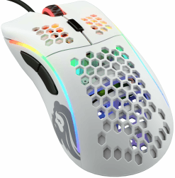 GLORIOUS Gaming Model D Wired Gaming Mouse – superleichtes Wabendesign mit 68 g, RGB-Beleuchtung, ergonomisch, Pixart 3360 Sensor, Omron-Schaltern, PTFE-Füße, 6 Tasten – Mattweiß