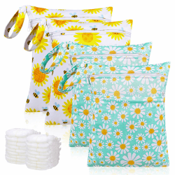 Windeltasche: 4 Stück Nasstasche Kindergarten, Wetbag Kindergarten, Windeltasche Nasstasche, Dry Wet Bag mit Reißverschluss, Wetbag Stoffwindeln, Wetbag Stoffwindeln, Nasstaschen Wiederverwendbar