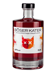 Böser Kater Pink Grapefruit Gin, Das perfekte Geschenk, Fruchtiger Citrus-Geschmack mit Grapefruit, Blutorange & Pomelo, Handgemachter Katzen Gin 0,5l 40% Vol.