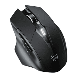 inphic Maus Kabellos Wiederaufladbare 700mAh Akku, Pro 2,4G 1600DPI USB funkmaus mit Anzeige des Batteriestands für Computer, Laptop, PC, 6 Tasten, USB-Empfänger, Schwarz Black(upgraded)