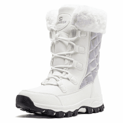 HOBIBEAR Damen Schneestiefel Warm Gefütterte Anti-Rutsch Wasserdicht Outdoor Winterstiefel Weiß 39 EU