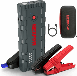 NEXPOW Starthilfe Powerbank, 2000A Spitzenstrom Auto Starthilfe, 12V Tragbarer Batterie Booster mit USB-Schnellladung 3.0 (bis zu 7,0L Benzin oder 6,5L Diesel) Safe Batteriestarter LED-Licht (grau)