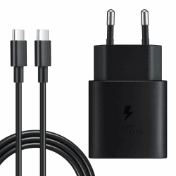 25W Ladegerät USB C Schnellladegerät mit Ladekabel 2m Für Samsung Galaxy S24/ S23/ S22/ S22/ S21/ S20 Plus Ultra FE, Z Fold 6/5, Z Flip5, A55 A54 A53 A52s A15 A14, (PPS) Netzteil USB C Adapter 25W mit 2m Ladekabel Schwarz