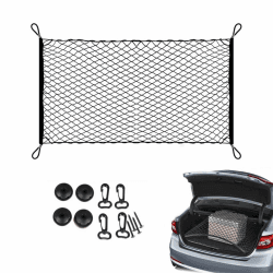 Kofferraum Gepäcknetz,Auto Kofferraumnetz Elastisch 70cm x 120cm,Nylon Fest,Aufbewahrung Netz Car Storage Lagerung Mesh Organizer,mit 4 Massiven Haken,für Universal,Meisten Arten von Fahrzeugen,Hunde