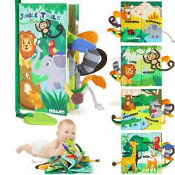 BBWOO Baby Spielzeug 6 Monate,Babybuch stoffbuch fühlbuch knisterbuch Stoffbücher Kinderwagen Spielzeug, beißspielzeug baby ab 0 3 6 Monate, Baby Bücher Quiet Book Geschenk für Jungen Mädchen