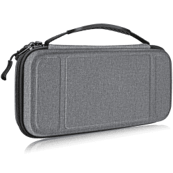Fintie Tragetasche Kompatibel mit Nintendo Switch/Switch OLED Modell - [Stoßfeste] Hartschalen Aufbewahrung mit 10 Spielkartenhaltern, Reisetasche für Konsole und Zubehör A-grau