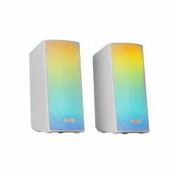 MARSGAMING MSRGB2, Bluetooth 5.3 Lautsprecher 15W, DSP Soundprozessor, Dynamische RGB-Beleuchtung, Full Mesh Front, Kompakte Lautsprecher mit Steuerbox, 3,5 mm Jack- und USB-Anschluss, Weiß MSRGB2W