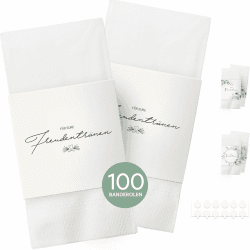 Freudentränen Taschentücher Banderole - 100 Stück, Taschentücher Hochzeit Freudentränen, Taschentücher Kirche, Hochzeits Ideen (Taschentücher nicht enthalten), inkl. Klebepunkte zum verschließen