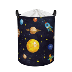 Clastyle 63L Geheimnisvoll Universum Planet Kinder Wäschekorb für Jungen Große Schwarze Kleidung Spielzeug Aufbewahrung mit Deckel für Kinderzimmer, 40x50 cm