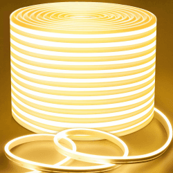 Lamomo LED Strip 20M, Warmweiss Dimmbar Neon LED Streifen, Wasserdicht 3000K LED Leiste, Silikon DIY Flexibel 24V Lichtleiste mit Netzteil für Innen Outdoor Heim Küche Deko