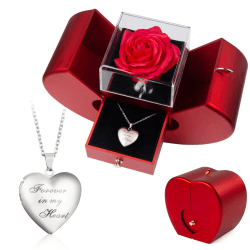 Konservierte Rose Apfelkiste Rosenbox Ewige Rose Mit Schmuck Forever in My Heart Foto-Halskette Preserved Rose Im Glas Mit Kette Rosen Infinity Rose Jahrestag Valentinstag Muttertag Weihnachten