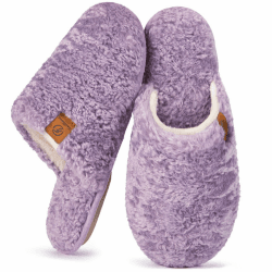 EverFoams Damen Scuff Hausschuhe Gemütlich Weiches Flauschiges Kunstalpaka Memoryschaum Leichte Rutschfeste Pantoffeln 40/41 EU Lila