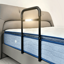 C1 Aufstehhilfe Bett, Haltegriffe für Senioren, Bett Einstiegshilfe, Höhenverstellbarer Haltegriff Bettschutzgitter, LED-Sensorlicht zur Vermeidung von Stürzen in der Nacht, Sicherheit und Stabilität