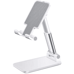 GIMIRO Handy Ständer Verstellbare, Handy Halterung - Faltbarer Handyhalterung, Halter Tablet-Ständer mit Spiegel Kompatibel mit Phone 14 Pro Max Plus, 13 12 Pro Samsung S9 S10,Kindle (White)