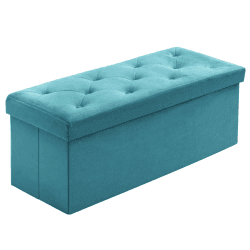 BRIAN & DANY Sitzbank mit Stauraum 110 cm, Faltbar Sitzhocker Truhen Aufbewahrungsbox aus Samt, 110 x 40 x 40 cm (Grün)