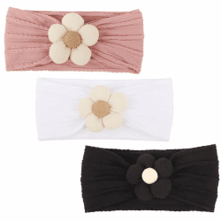 DRESHOW Stirnband Baby Mädchen Dehnbare Nylon Stirnbänder Handgefertigte Haarband for Neugeborene Kleinkinder Kinder 3 Stück 3 Pack: Horizontal Stripe-03