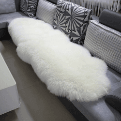 WOLTU Öko Lammfell Schaffell Teppich, Echtes Naturfell Weich Flauschig, Bettvorleger Sofa Matte Longhair, Wollteppich für Wohnzimmer Schlafzimmer, Weiß, (170-180) x55cm XXL - 170-180 cm Weiß 1