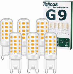 Tailcas G9 LED Lampe Warmweiß 3000K, 5W LED Lampen Ersatz für 30W 40W 50W Halogenlampe, G9 LED Leuchtmittel 500LM, Nicht dimmbar, Kein Flimmern, 360° Abstrahlwinkel, AC 220-240V, 6 Stück Warmweiss