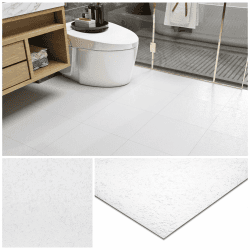 Livelynine PVC Bodenbelag Selbstklebend Weiß Vinylboden Selbstklebend 30x30CM Wasserfest Vinyl Bodenbelag Selbstklebend Weiß Küche Bad Wohnzimmer Schlafzimmer Vinylboden Fliesenoptik Flur, 4 Fliesen Weiß 4 Fliesen