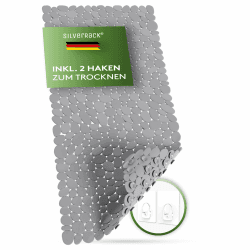 SilverRack Badewannenmatte 88x40 cm (Grau Kiesel Steinoptik) Antirutschmatte Badewanne BPA frei - Duschmatte schimmelresistent & maschinenwaschbar - Badematte rutschfest