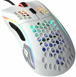 GLORIOUS Gaming Model D Wired Gaming Mouse – superleichtes Wabendesign mit 68 g, RGB-Beleuchtung, ergonomisch, Pixart 3360 Sensor, Omron-Schaltern, PTFE-Füße, 6 Tasten – Glänzend Weiß