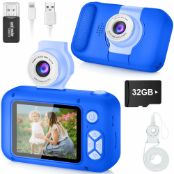 KinderKamera,ARNSSIEN Kinder Kamera,Selfie,Geschenk für3 4 5 6 7 8 9 10Jahre Mädchen und Junge,2.4in Display Digitalkamera,180°Flip Objektiv,Spielzeug ab 3 Jahre und Sapphire Blue