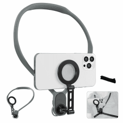 TaoAcc Handyhalterung Hals Max.70cm Magnetische Nackenhalterung für Telefone Magnetic Neck Mount mit 120cm Handy Brusthalterung für POV Vlog Aufnahmen für iPhone 15 14 13 12 und Android Phones (Grau)