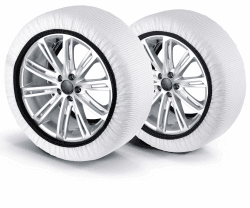 WALSER Premium Textil Schneeketten Alternative nach EU Norm 16662-1 homologiert, Qualitätssieger Sehr Gut*, 2er Set Textilschneekette Snow Sock, Anti-Rutsch Auto Schneeketten, Car Snow Chains weiß XL