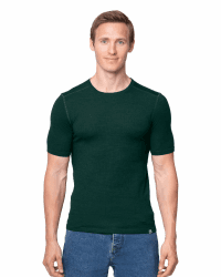 DANISH ENDURANCE Merino Shirt Herren, Premium Thermounterwäsche Herren, Merinowolle Funktionsshirt Herren, Kurzarm, Atmungsaktiv & Warm L Dunkelgrün