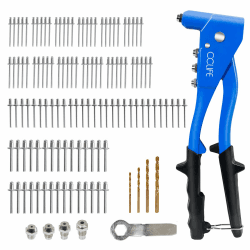 CCLIFE Nietenzange Set Blindnietzange Popnietenzange 120 tlg Blindnieten 4 tlg HSS Bohrer Nietzange Popnieten 2.4mm 3.2mm 4.0mm 4.8mm 4 Hss Bohrer Nietzange,120 Blindnieten