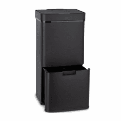 Klarstein Royal Trash Sensor-Mülleimer, 72 L Volumen in 4 Behältern, Restmüll & Recycling-Abfälle: 43 & 2 x 12,5 L, Bio-Eimer mit Deckel: 4 L, automatisches Öffnen und Schließen, Mattschwarz