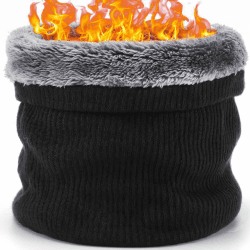 BARFULKER Winter Halsschlauch Herren Damen Warm Gefüttert Strickschal - Schlauchschal Halswärmer Gesichtsschal Fleece Loop Schal Winddichte Gesichtsmaske Schwarz