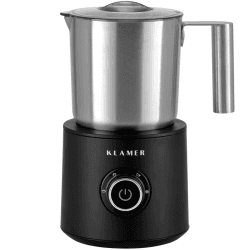 KLAMER elektrischer Milchaufschäumer, Milchaufschäumer elektrisch (250/500 ML), heißer und kalter Milchschaum für Cappuccino, Heiße Schokolade und Proteinshake, Barista Milch, Edelstahl, 500 W