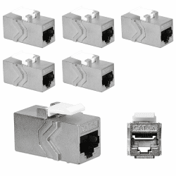 kwmobile 6X Keystone Modul für CAT 6A Kabel - 10 Gbit/s geschirmt Metall Gehäuse Schnappverschluss - Netzwerkkupplung Anschluss - Kabelverlängerung