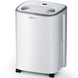 Cosi Home Luftentfeuchter 12L in 24h Entfeuchtungsleistung - Raumgröße ca. 160m³ (~10 m²) - Luftentfeuchter elektrisch mit Feuchtigkeitssensor, Ablaufschlauch, Timer - Gegen Feuchtigkeit, Schimmel