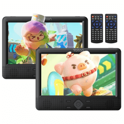 YOTON 10,5" Dual-Screen Tragbarer DVD-Player für Auto, Kinder-Entertainment, USB/SD-kompatibel, mit Kopfstützenhalterung, 4-6h Akku, Set mit 2 unabhängigen Bildschirmen