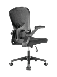 Durrafy Bürostuhl Ergonomischer, Bürostuhl, Schreibtischstuhl mit klappbaren Armlehnen, Chefsessel mit Verstellbarer Lendenwirbelstütze, Chefsessel 102KG Belastbar Schwarz