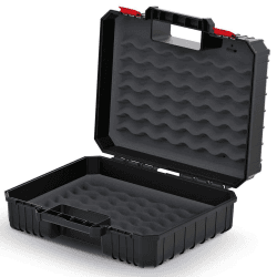 Kistenberg Maschinenkoffer Werkzeugkasten Werkzeugkiste für Elektrowerkzeuge Toolbox (mit Schaumstoff Einlage innen, staubdicht, schwarz, 384 x 335 x 144 mm)