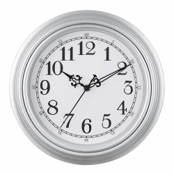 Plumeet Wanduhr Klassisch 25cm Ruhige Retro Wanduhr ohne Tickgeräusche für Wohnzimmer - Schlafzimmer - Batteriebetrieben, Silbrig 25cm Silbrig