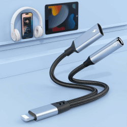 2 in 1 Kopfhörer Adapter Lighting auf Klinke 3.5mm Kopfhörer Charge Adapter für iPhone, Headphone Jack Aux Adapter Ladegerät Splitter Konverter mit iPhone 14/12/11/XR/8/7/iPad (Kann Nicht anrufen)
