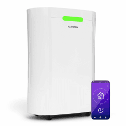 Klarstein AeroDry Smart 12l Luftentfeuchter - 12L/Tag, 2.5L Tank, 39dB, WiFi/App/Alexa Steuerung, LED Display, 24h Timer, Carbon Filter, für Räume bis 18m², Entfeuchter Elektrisch, Weiß 12 L Smart Weiß