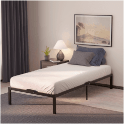 Dreamzie Metallbett 90x200 mit Lattenrost - Bettgestell 90x200 mit Füßen - Höhe 45 cm - Stabil, Einfacher Aufbau, Viel Stauraum 90 x 200 cm