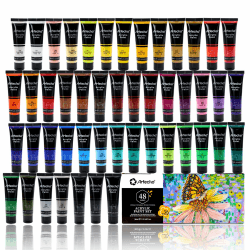Artecho Acrylfarben Set 48 x 36 ml, Acrylic Paint Set, Wasserfest und Lichtecht, Schnell Trocknend, ideal für Leinwand, Papier und Stoffe, Geschenke zu Weihnachten und anderen Feiertagen