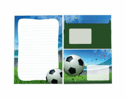 Briefpapier-Set Briefblock mit Umschlag für Jungen Jungs Kinder Fußball Kindermotiv Briefbögenblock liniert (Block A5 mit 25 Blätter + 15 Umschläge) Breifblock + 15 Umschläge