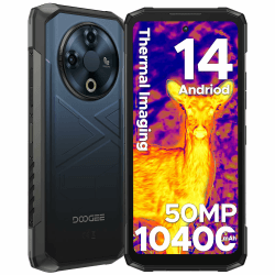 DOOGEE Fire 6 Wärmebildkamera Outdoor Handy Ohne Vertrag 10400mAh 256GB+16GB/2TB TF Outdoor Smartphone Android 14 Baustellenhandy 6.56” Display 50MP Kamera Fingerabdruck/Triple Card Slot/GPS/OTG