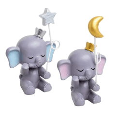Elefant Figur Kuchen Topper,RoadLoo 2 Stücke Harz Kuchen Figur Elefanten Dekoration für Kuchen niedlichen Tortendekoration Elefantenpuppe Elefanten Statue Ornament Kuchen Dekoration Ornament (Gelb)